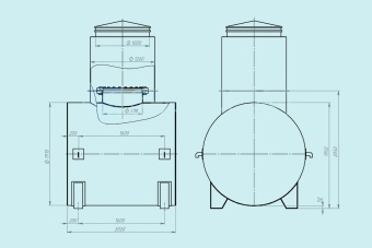 Чертеж Двустенный горизонтальный резервуар РГСД-5 м3